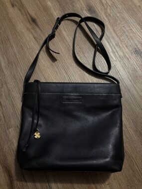Lucky Brand - Black Leather Crossbody Bag with Clover Charm